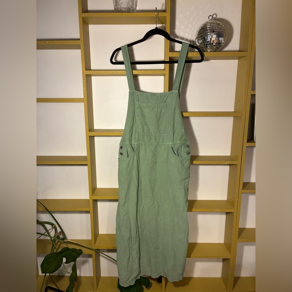 Zara Mint Green corduroy Midi Pinafore Dress